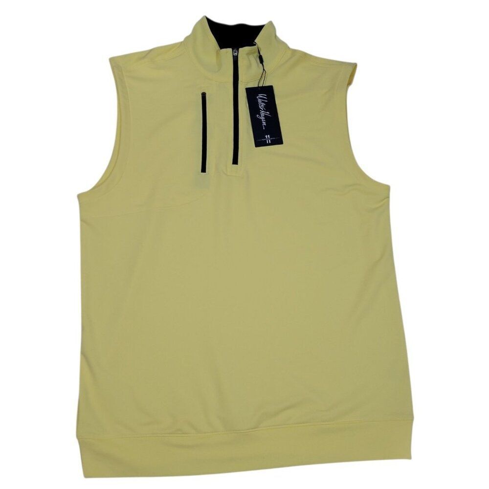 Walter Hagen 1/4 Zip Vest Mens Small Performance 11 All Season Yellow Zip Pocket